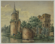 210054 Gezicht op de ruïne van het kasteel Duurstede te Wijk bij Duurstede, uit het zuiden.